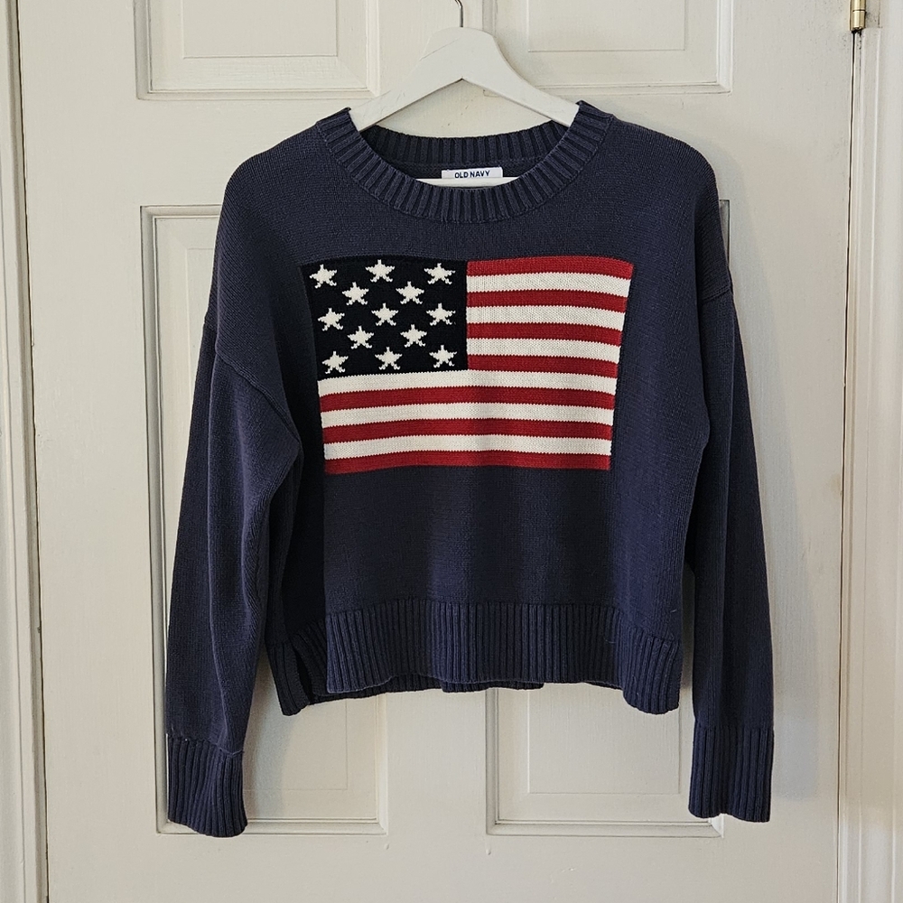 Cotton American Flag Sweater Size M